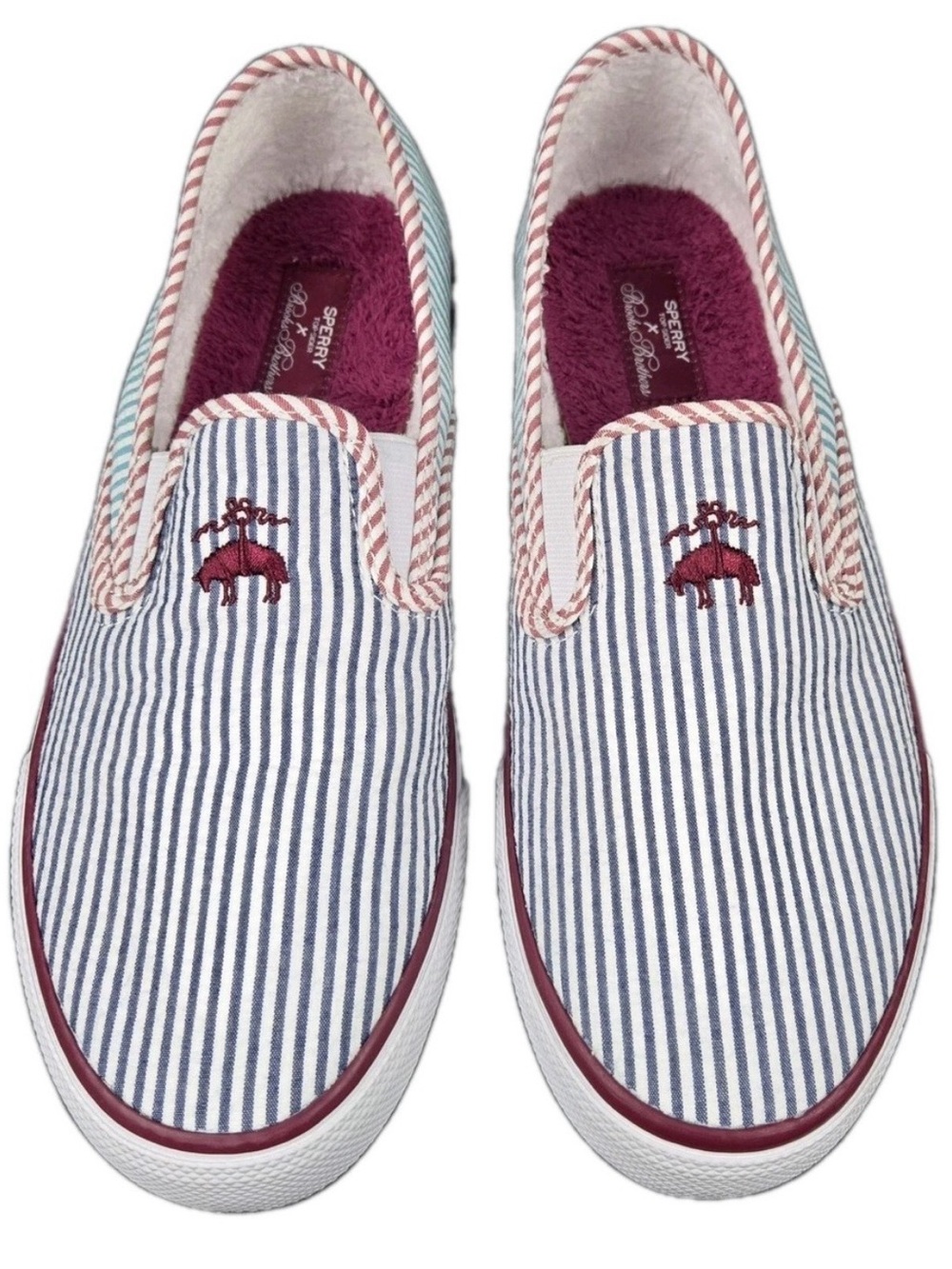 Sperry X Brooks Brothers Seersucker Men’s Striped Slip-On Boat Shoes